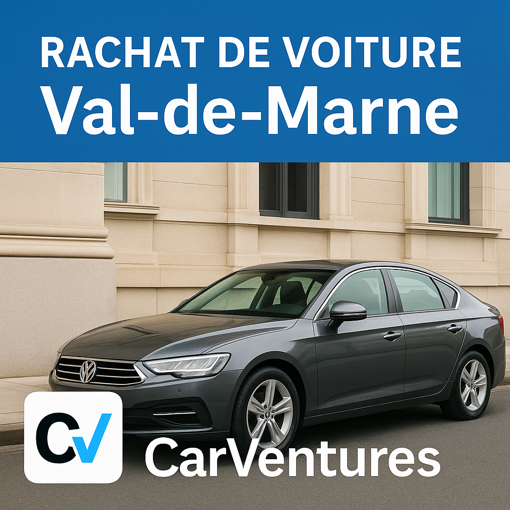 Illustration du rachat voiture Val-de-Marne par CarVentures, avec estimation rapide et paiement immédiat. CarVentures